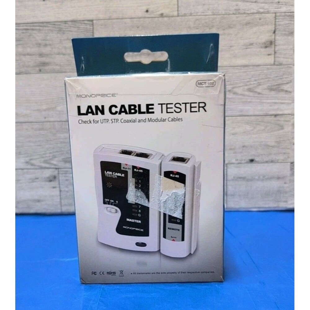 Monoprice RJ-11 and RJ-45 Modular Plug Tester (108138) New Sealed